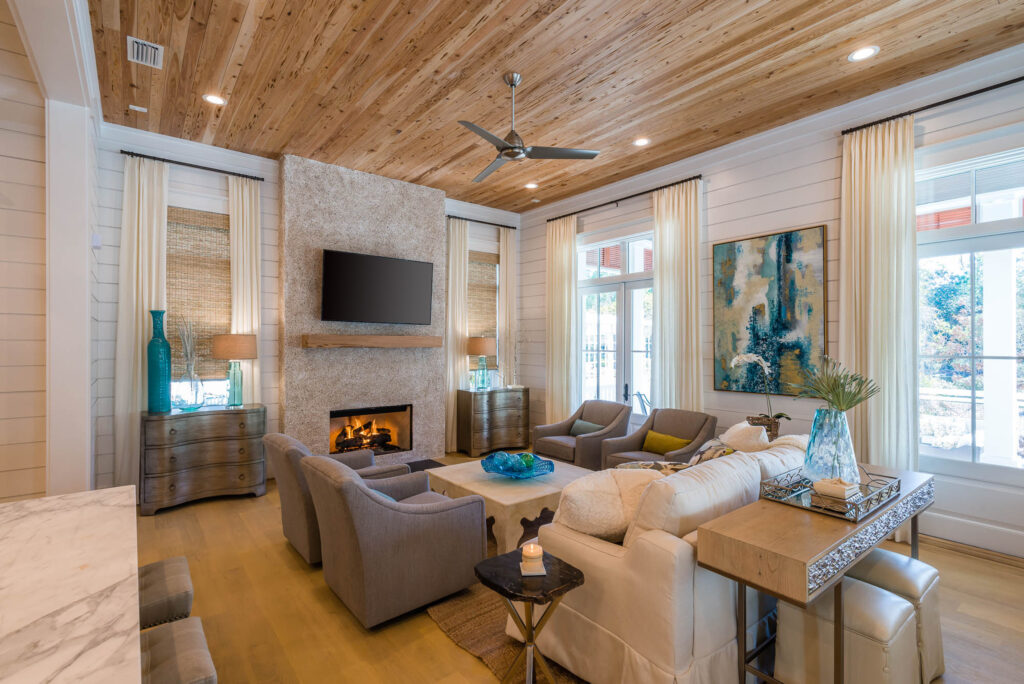 Coastal Living Room with Shiplap